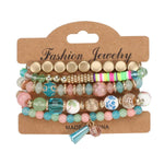 8940NINEXIS - CWAJE05695_BOHO CRYSTAL PENDANT MULTI LAYER ELASTIC BRACELET: Black / (OS) 1