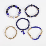 8940NINEXIS - CWAJE05695_BOHO CRYSTAL PENDANT MULTI LAYER ELASTIC BRACELET: Black / (OS) 1