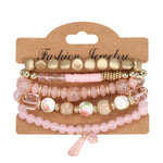 8940NINEXIS - CWAJE05695_BOHO CRYSTAL PENDANT MULTI LAYER ELASTIC BRACELET: Black / (OS) 1