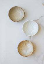 Fodory - Ruffled Edge Ceramic Pinch Bowls: Beige