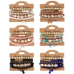 8940NINEXIS - CWAJE05695_BOHO CRYSTAL PENDANT MULTI LAYER ELASTIC BRACELET: Black / (OS) 1