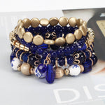 8940NINEXIS - CWAJE05695_BOHO CRYSTAL PENDANT MULTI LAYER ELASTIC BRACELET: Black / (OS) 1