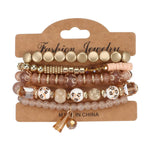 8940NINEXIS - CWAJE05695_BOHO CRYSTAL PENDANT MULTI LAYER ELASTIC BRACELET: Black / (OS) 1
