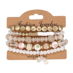 8940NINEXIS - CWAJE05695_BOHO CRYSTAL PENDANT MULTI LAYER ELASTIC BRACELET: Black / (OS) 1